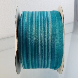 Ruban soie 4 mm bleu turquoise changeant