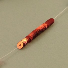 Paillette 4 mm rouge brillant sur fil