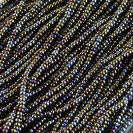 Rocaille 2 mm sur fil brun métallisé irisé 