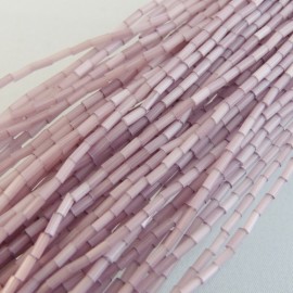 Bugle beads 4 mm lilac satin on strand