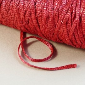 Viscose ribbon 3 mm red with sparkle red