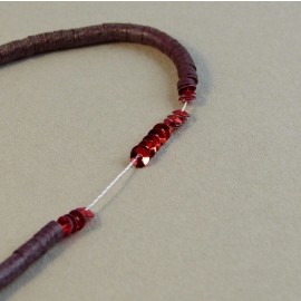 cup sequin 3 mm metallic red on strand