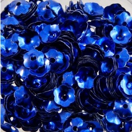 Flower sequin metallic royal blue 7 mm 