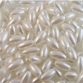 Olivette bead 8 mm pearly white