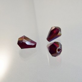 Vintage drop bead iridescent dark red 14 mm