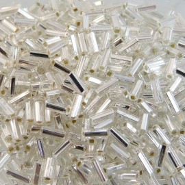 Bugle bead 5 mm crystal silver lined