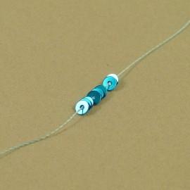 Flat sequin 3 mm shiny turquoise on strand