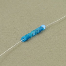 Flat sequin 3 mm iridescent turquoise on strand