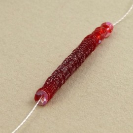 cup sequin 4 mm iridescent pinky red on strand