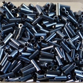 Bugle beads 4 mm round lustered gunmetal
