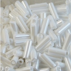 Bugle beads 6 x 2 mm pearly white