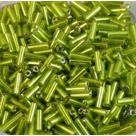 Round bugle bead 6 mm S/L lime green 