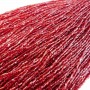 2 cuts bead dark red silver line 2 mm on strand